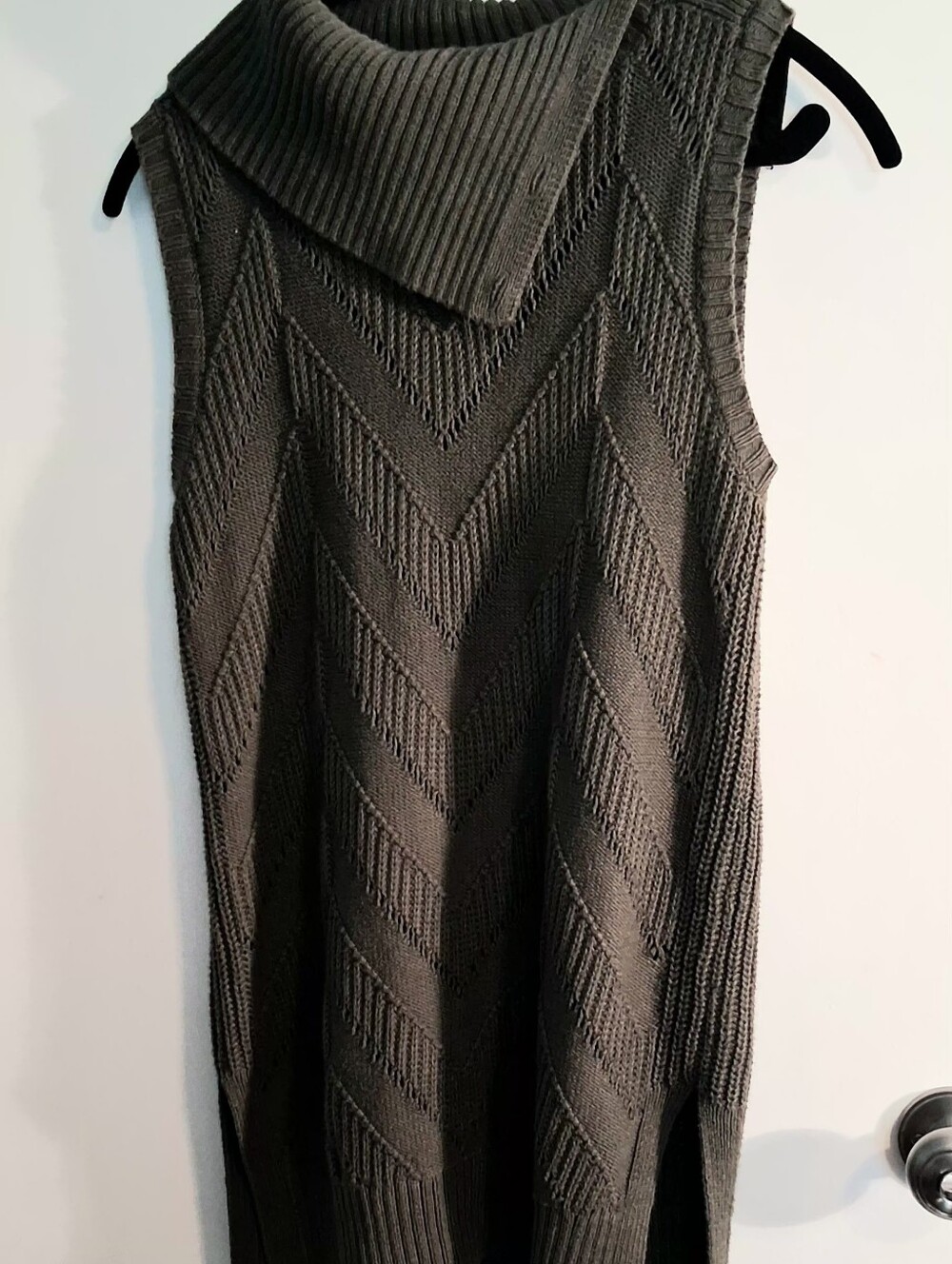 Banana Republic Women's XS Olive Green Cable Knit Tunic High-neck Sweater